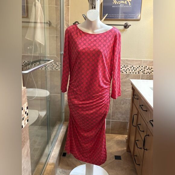 Boden Dresses & Skirts - Boden red ruched middy dress, lined, size 10R